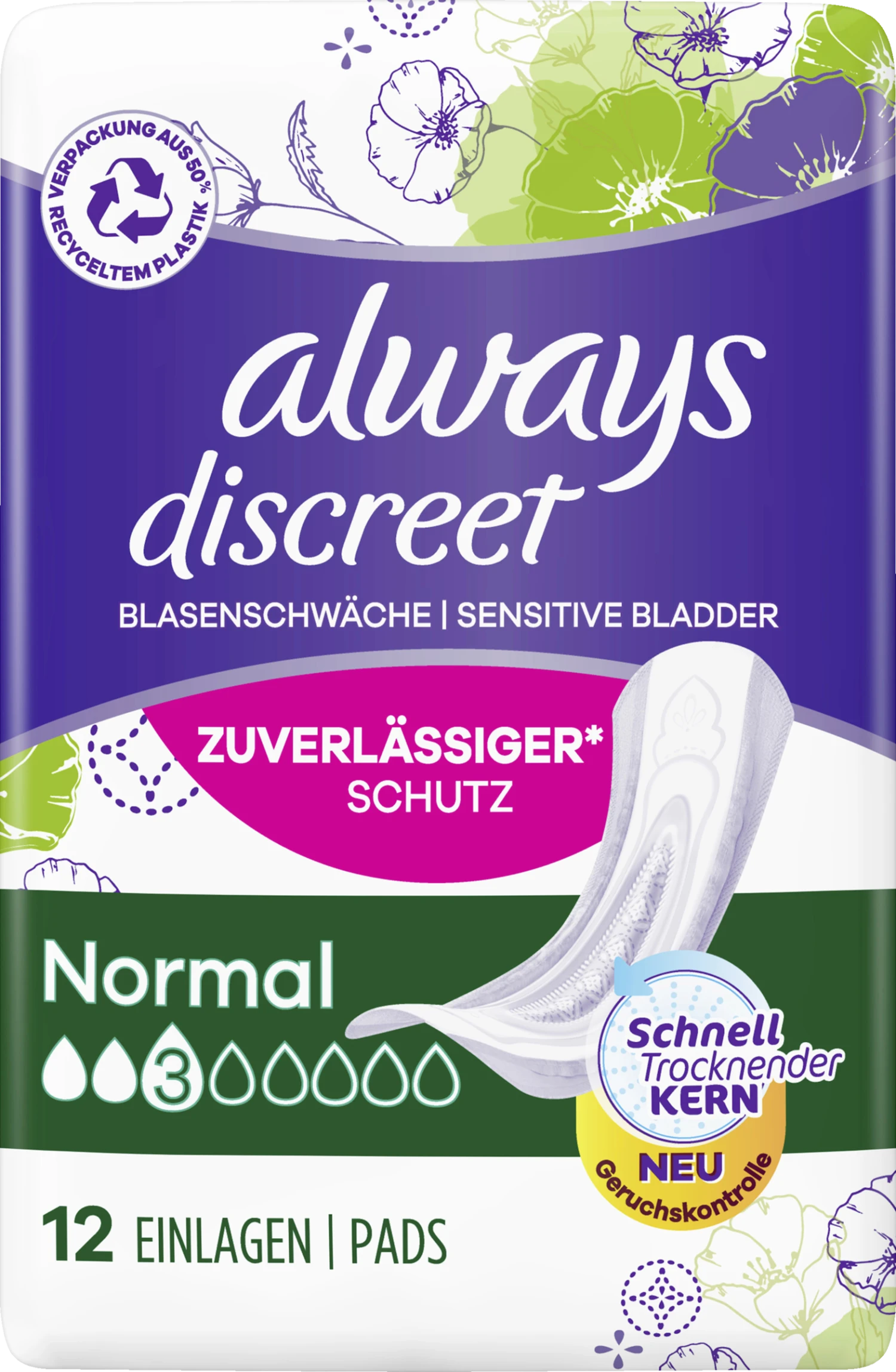 Always® Discreet Inkontinenz Blasenschwäche Normal 1 Always® Discreet Inkontinenz Blasenschwäche Normal