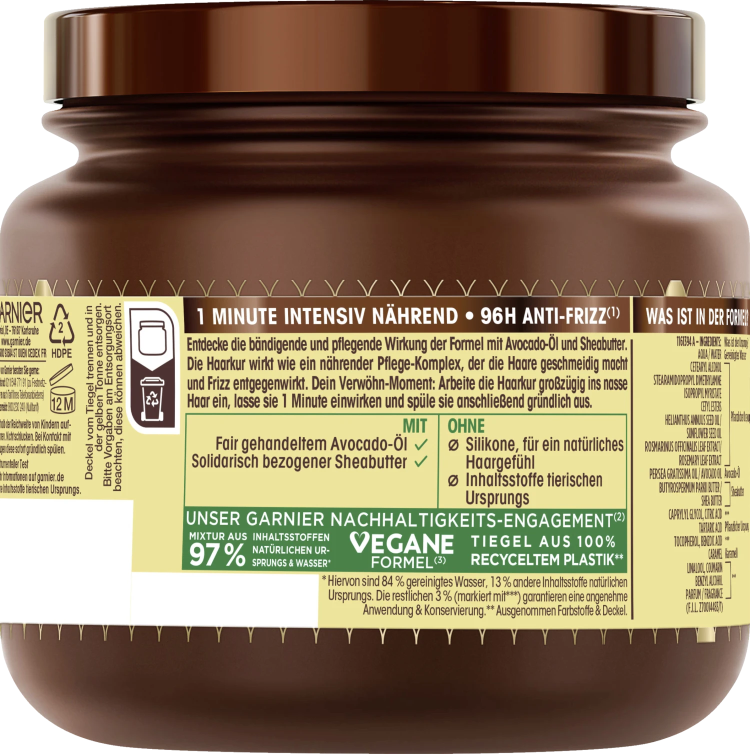 1-Minute Haarkur Avocado-Öl & Sheabutter 2 1-Minute Haarkur Avocado-Öl & Sheabutter – Bild 2