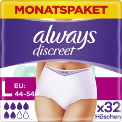 Always® Monatspaket Discreet Inkontinenz Höschen Plus Gr. L