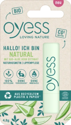 Hallo! Ich Bin Natural Lippenbalsam Mit BIO-Aloe Vera