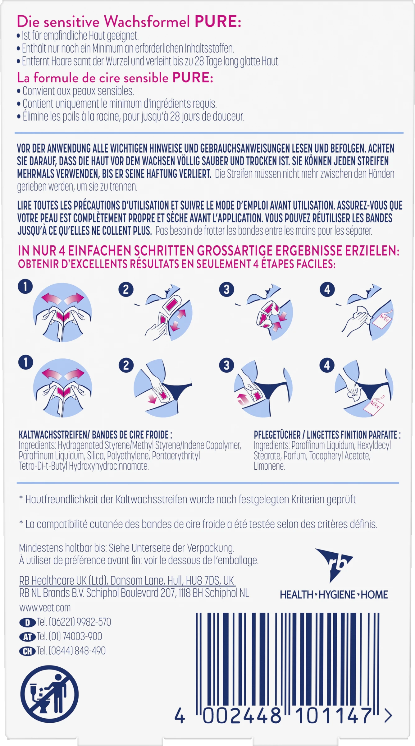 Veet Pure Kaltwachsstreifen Für Bikinizone & Achseln 2 Veet Pure Kaltwachsstreifen Für Bikinizone & Achseln – Bild 2