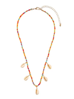 Accessories Perlenkette Mit Muschel-Anhängern, Glasperlen, Mehrafrbig, Sommer, Urlaub