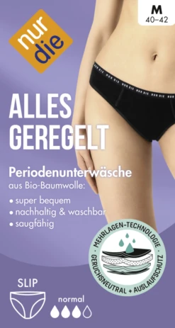 Periodenunterwäsche Slip Normal Schwarz Gr. M 40-42