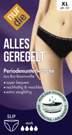 Periodenunterwäsche Slip Stark Schwarz Gr. XL 48-50